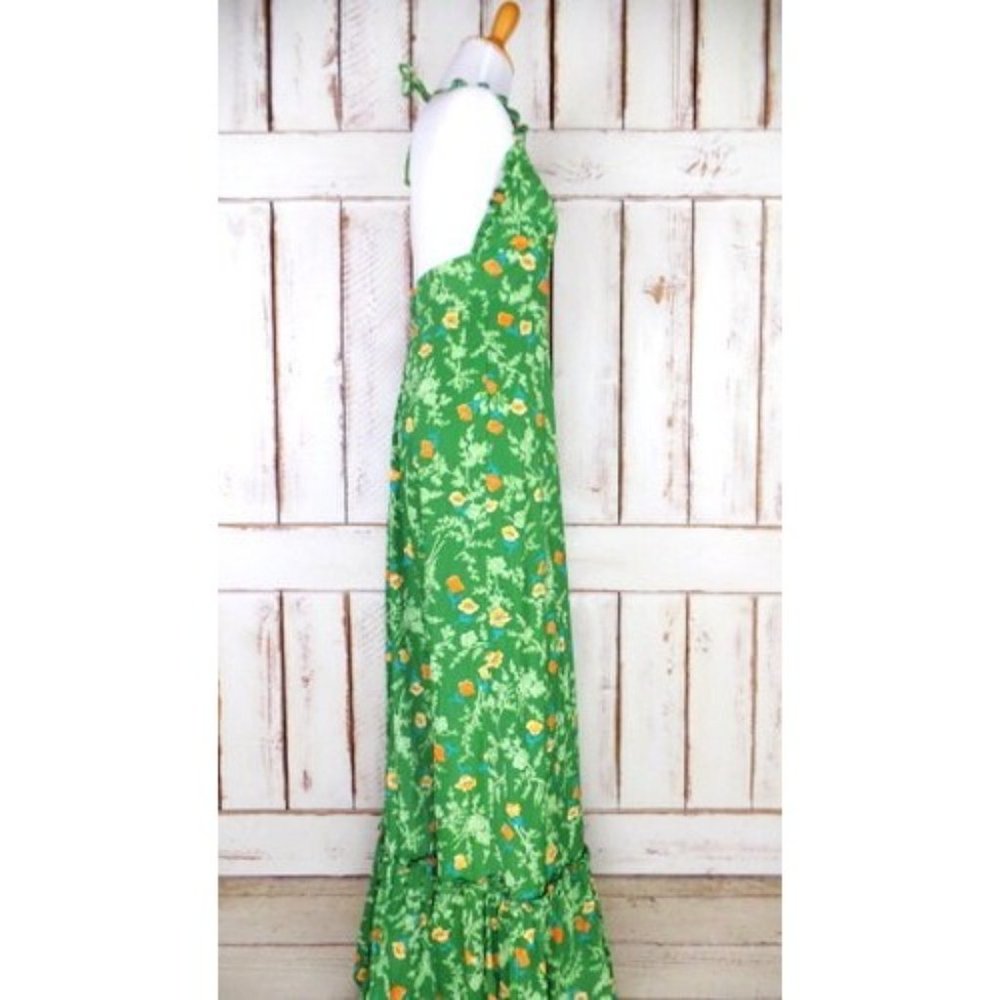 70s vintage green Rage of California floral maxi halter dress - Picture 2 of 5